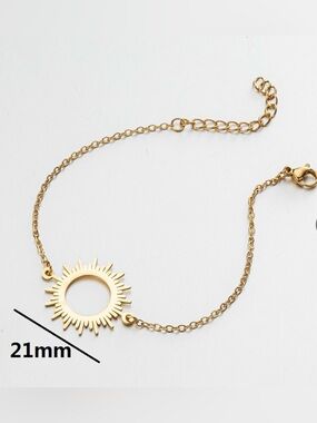 Gold Sunburst Chain Necklace - Stainless Steel